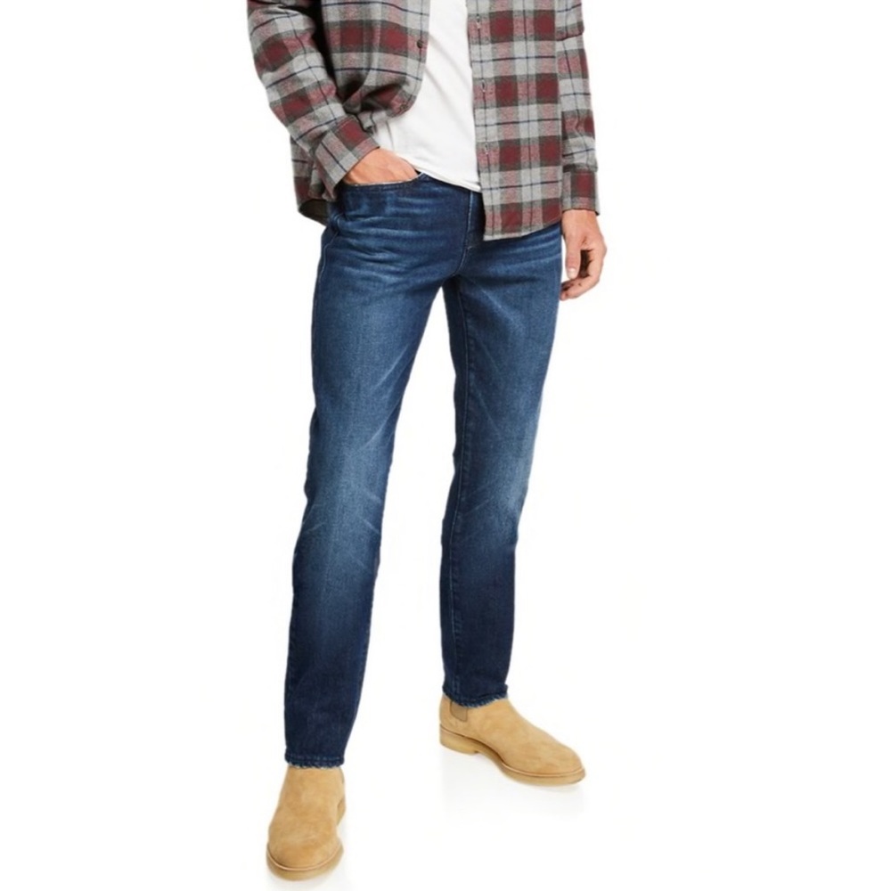 Frame L'Homme Classic Medium Wash Denim Jeans Whiskering Men's 32